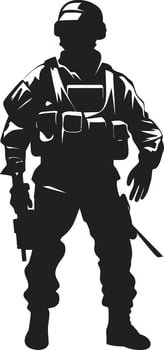 Guardian Valor Black Armyman Icon Design Combat Precision Vector Armed Forces Logo