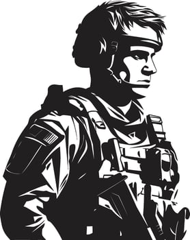 Strategic Defender Armed Sentinel Logo Warrior Guardian Vector Armyman Icon