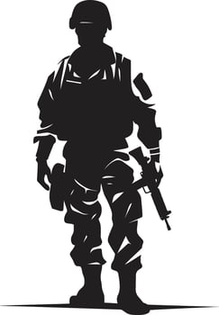 Combat Vigil Armed Forces Vector Design Soldier s Resolve Black Armyman Icon