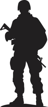 Tactical Defender Black Armyman Icon Strategic Protector Armed Forces Logo vector