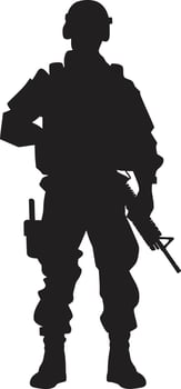 Soldier s Resolve Black Armyman Logo Design Combatant Vigor Armed Soldier Black Icon vector