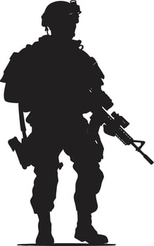 Soldier s Resolve Black Armyman Logo Design Combatant Vigor Armed Soldier Black Icon vector