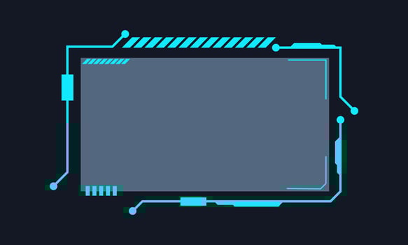 Futuristic interface ui elements. Holographic hud user interface elements, high tech bars and frames. Hud interface icons vector illustration set. Circle and rectangular shape borders