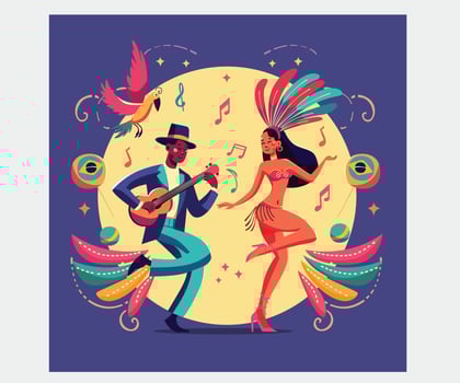 Brazilian Carnival with Beautiful Brazilian Dancer vector