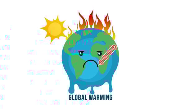 Global warming illustration, environment pollution, global warming heating impact concept vector