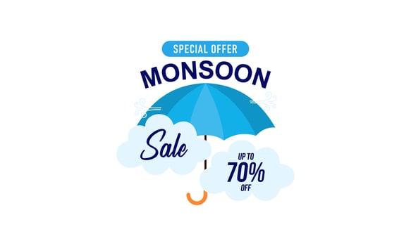 Monsoon mega sale banner template vector