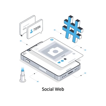 Social Web isometric stock illustration. EPS File vector