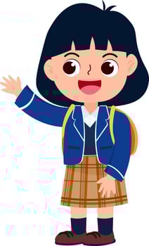 happy cute children in school uniform cartoon style vector