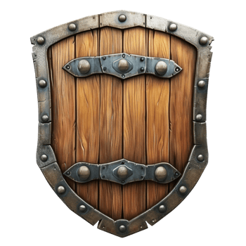 AI generated a wooden shield with rivets on it png