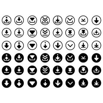 Download icon vector set. Upload button illustration collection. Load symbol or logo.