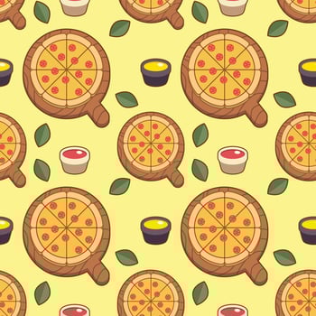pepperoni pizza seamless pattern, clip art pizza vector