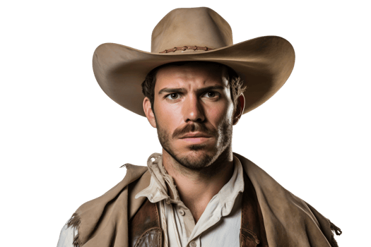 AI generated Male Field Worker in Cowboy Attire on a Transparent Background. png