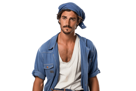 AI generated Male Field Worker in Sailor Costume with Transparent Background. png