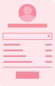 Vector illustration of a login form with a pink circle and a person inside.  trend design element. Element design UI for computer, technology icon symbol