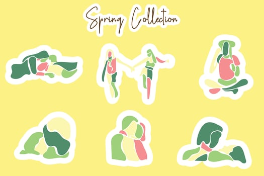 Vector Spring Man and Woman Sticker set collection
