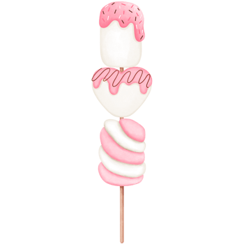 Romantic watercolor strawberry valentine marshmallow with clipart. png