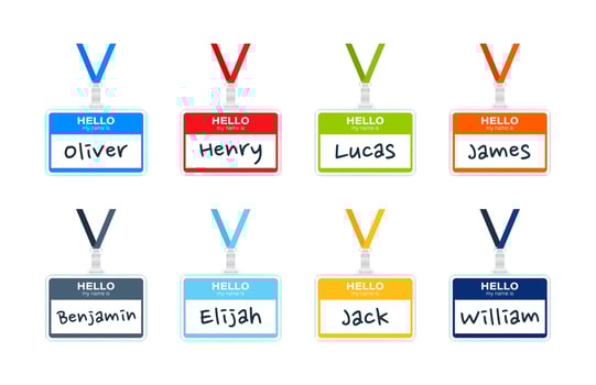 Colorful Name Tag Badges Vector Set for Personal Introduction or Identification