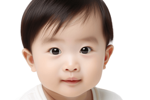 AI generated Asian Baby Face Shot with Transparent Background. png