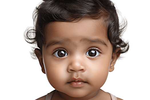 AI generated Indian Baby Portrait with a Transparent Background. png