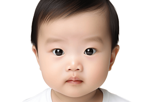 AI generated Asian Baby Face Shot with Transparent Background. png
