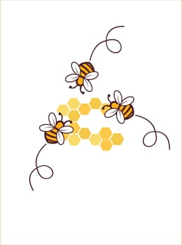 Honeycomb and Honeybee vector illustration