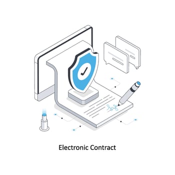 Electronic Contract isometric stock illustration. EPS File vector