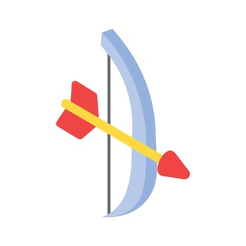 A unique isometric icon of cupid bow, vector of bow and arrow