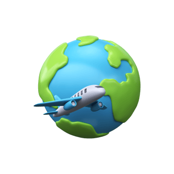 3D icon of an airplane flying around the world. Travel concepts png