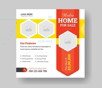 real estate house sale vector social media square banner post design for your business.