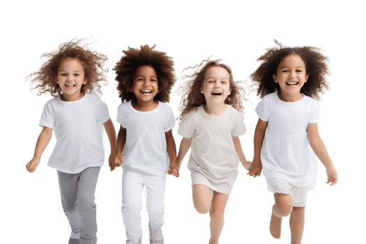 AI generated Cheerful Kids Playing and Laughing on a Transparent Background. png