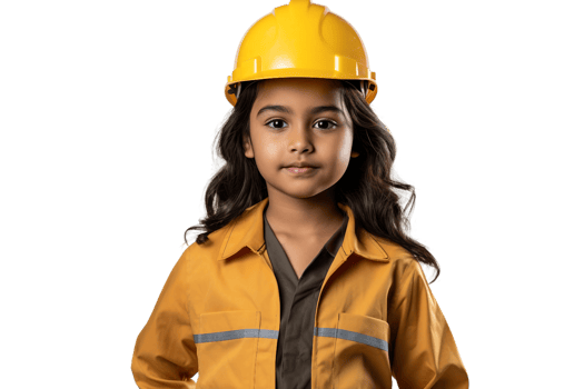 AI generated Indian Girl in Construction Worker Costume on Transparent Background. png