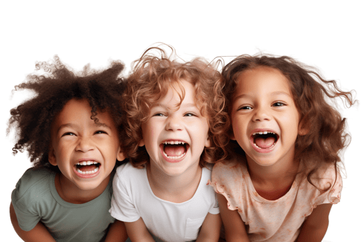 AI generated Laughing Kids Having a Great Time on a Transparent Background. png