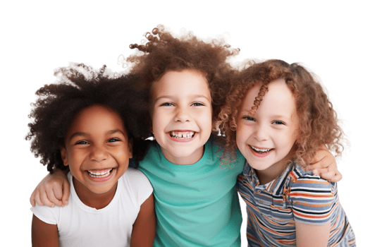 AI generated Playful Children with Bright Smiles on a Transparent Background. png