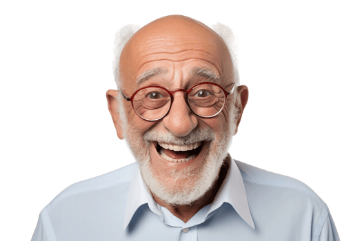 AI generated Happy Old Man with a Kind Expression on a Transparent Background. png