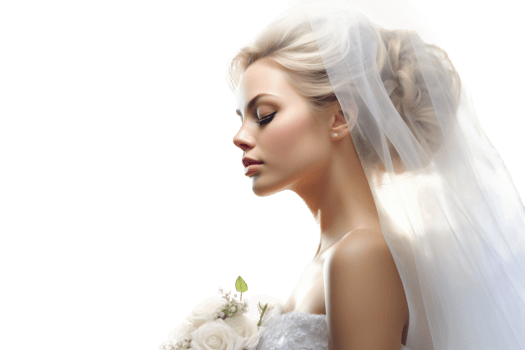 AI generated Radiant Bride on Her Special Day. Transparent Background. png