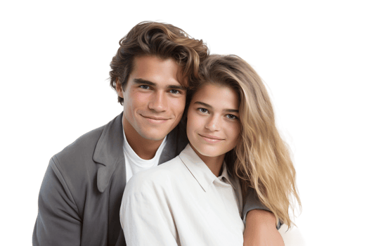 AI generated Smiling Young Couple in Love on Transparent Background. png