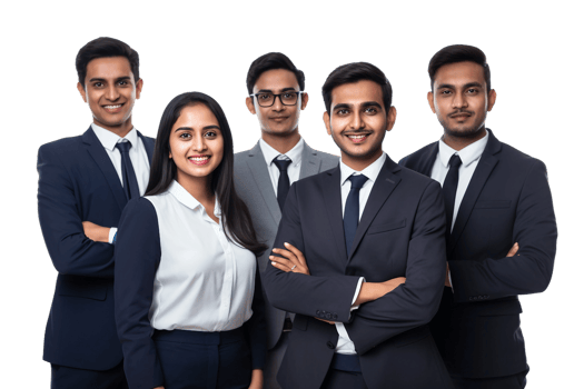 AI generated Happy Indian Business Team Standing, Arms Crossed Isolated on Transparent Background. png
