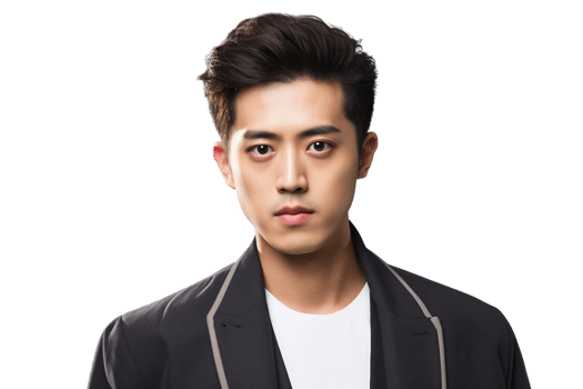 AI generated Portrait of a Chinese Man Isolated on Transparent Background. png