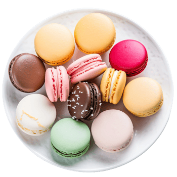 AI generated Delightful Assortment of Macarons on Transparent Background. png