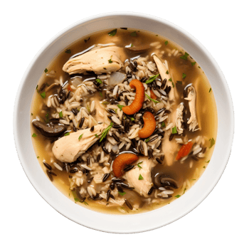 AI generated Bowl of Hearty Chicken and Wild Rice Soup on Transparent Background. png