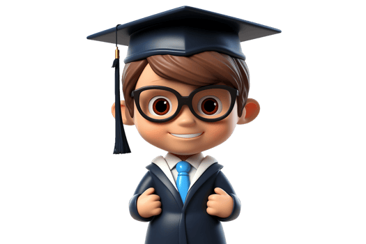 AI generated 3D Cartoon Child Character in a Graduation Cap, Isolated on Transparent Background. png