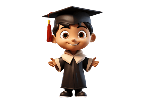 AI generated 3D Cartoon Child Character in a Graduation Cap, Isolated on Transparent Background. png