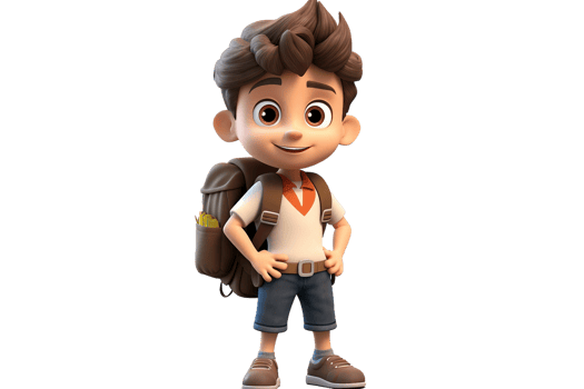 AI generated 3D Cartoon Child Character Wearing a Backpack Isolated on Transparent Background. png