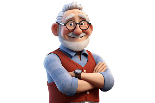 AI generated 3D Cartoon Elderly Character Isolated on Transparent Background. png