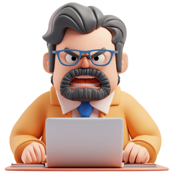 AI generated Office boss in front of laptop with angry expression png