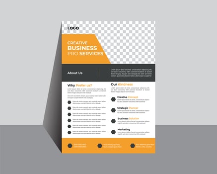 creative business flyer design modern and vector template orange color and vector shape.