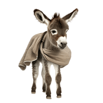 AI generated Donkey in blanket enjoying winter season png