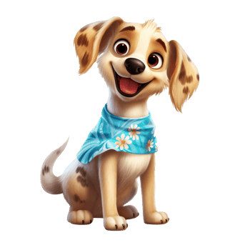 AI generated Cute dog 2d character png