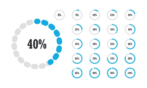 20 set circle percentage diagrams for the infographic. Vector illustration design.