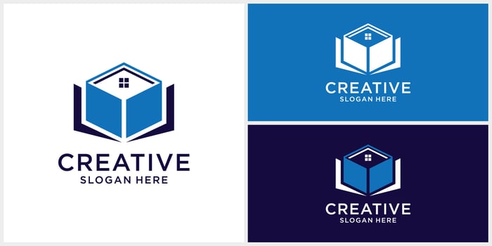 Creative book design and home building logo design template vector